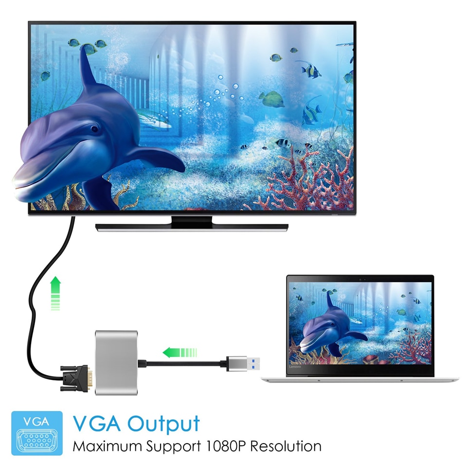 USB to HDMI or VGA