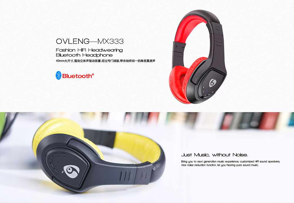OVLENG MX333 Bluetooth Wireless Stereo Music Headset Foldable with Microphone FM Raido for Smart Devices MP3-player Walkman