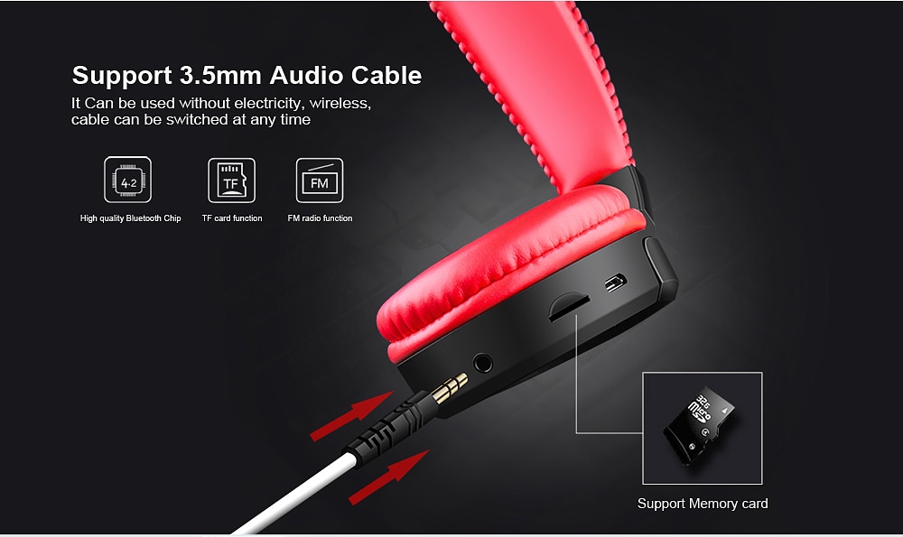 OVLENG MX777 Over Ear Bass Stereo Bluetooth Headphone Wireless Headset Support Micro SD TF Card Radio Microphone Gaming Earphone