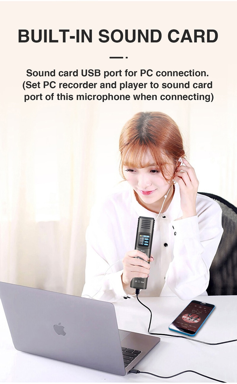 Professional Muti functional DSP Microphone Karaoke Microphone With Speaker USB Condenser Mic For Recording