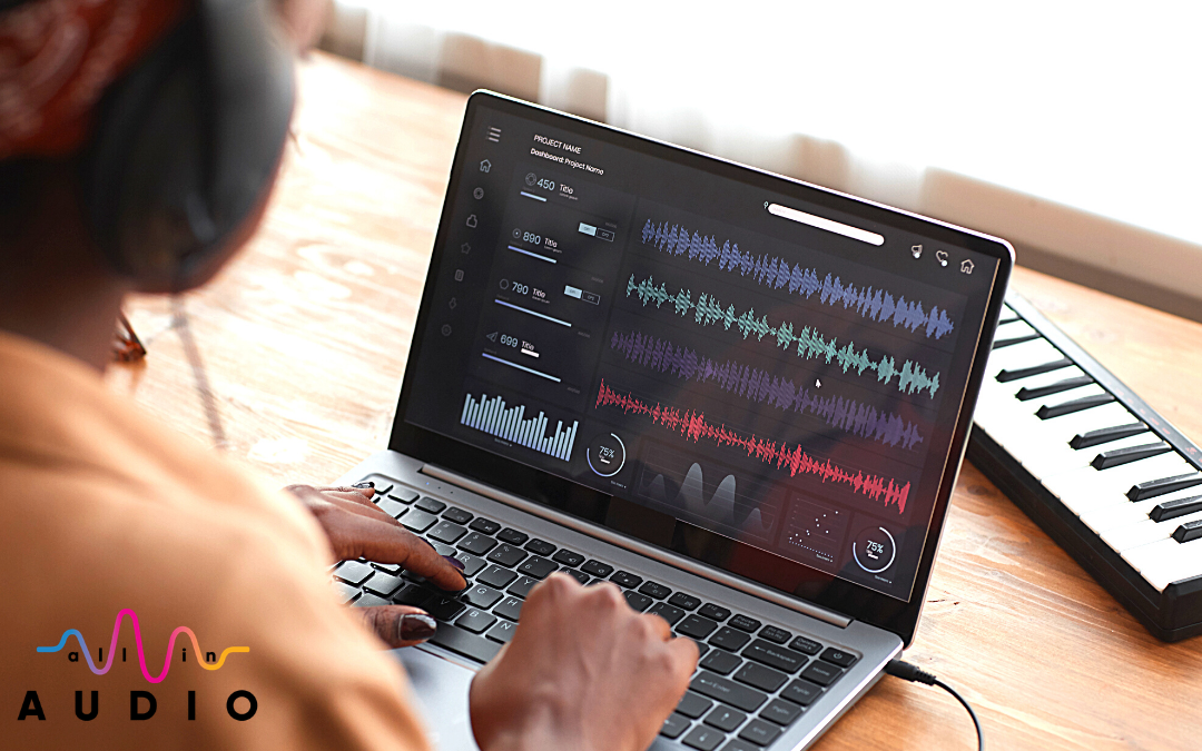 this image shows a person using a free music editing software program on their laptop.