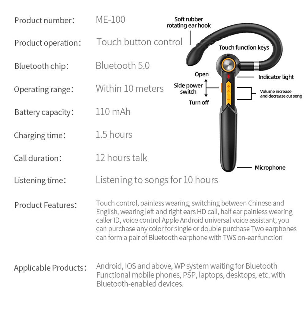 Xiaomi Bluetooth 5.0 Headset Handsfree Touch HIFI Wireless Earphone for iPhone Xiaomi Waterproof Earpiece With Mic HD Call