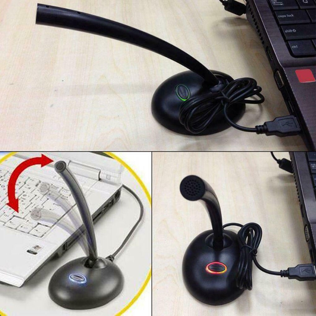 USB Desktop Microphone Portable LED Mic Indicator Vocal Studio Speech for Laptop for Metting